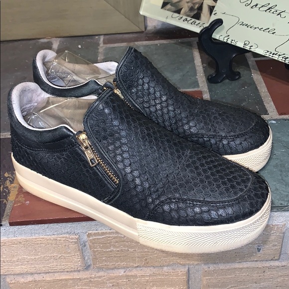 Ash "Jordy" Black Leather Python Chunky Sole Trainer Gym Shoe Side Zip - Picture 9 of 14